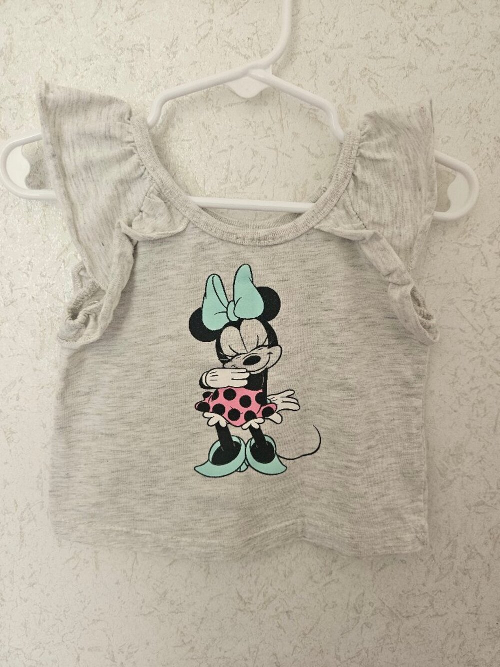 Disney Baby Minnie Mouse Girls 18M Gray Ruffle Tank Top